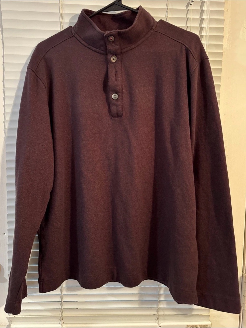 Men's Van Heusen Long-Sleeve Henley Shirt in Dark Brown
